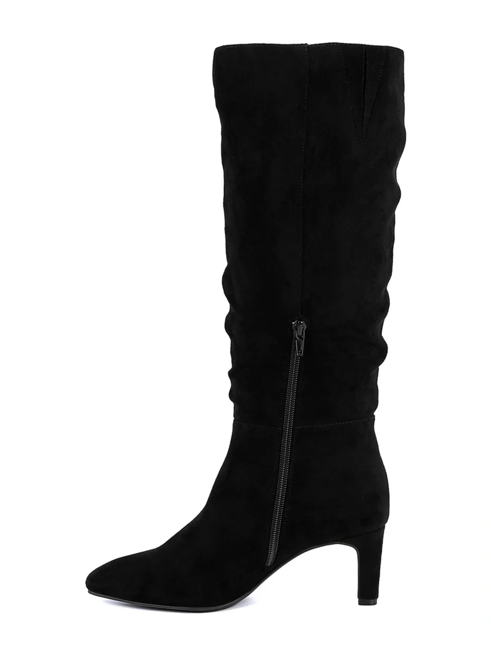 Sugar Black Knee-High Suede Heeled Boots NIB 6.5